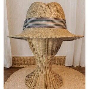 Fedora-The Travler,Natural Raffia With Coloed Band,Claiborne